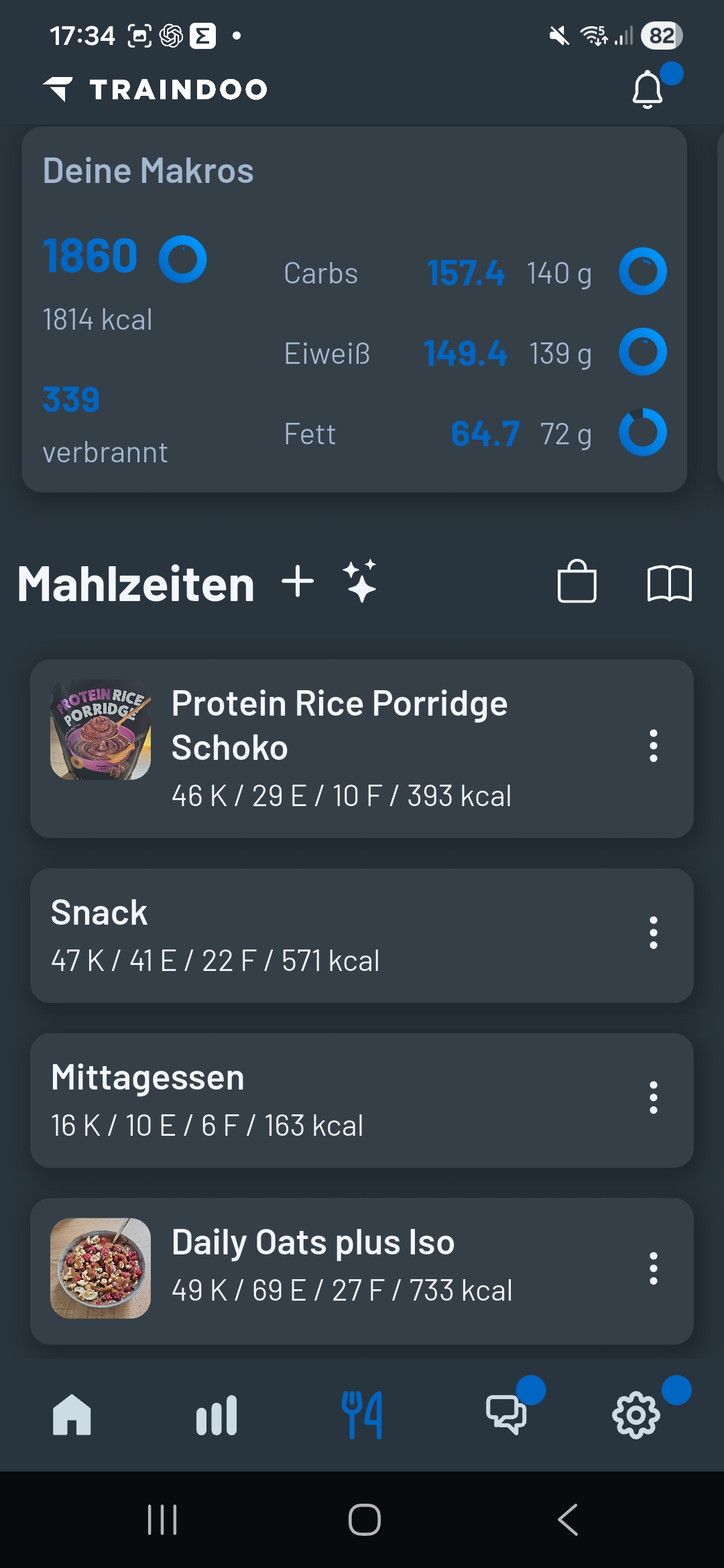 Traindoo App – Makros & Mahlzeiten