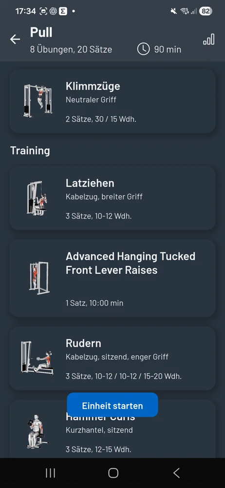 Traindoo App – Trainingsplan Pull