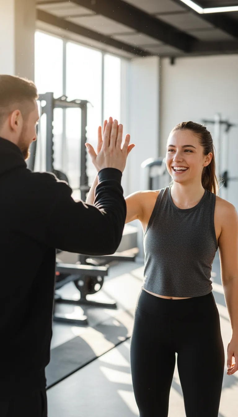 Benedikt Heizmann gibt einer Kundin nach dem Training in Freiburg ein High-Five