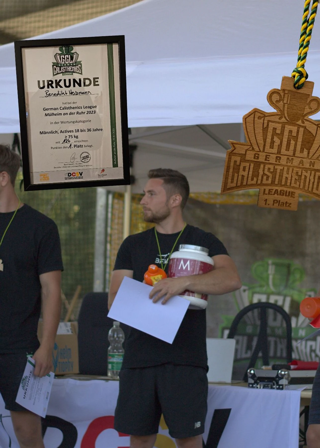 Siegerehrung – 1. Platz bei der German Calisthenics League, Kategorie +75 kg